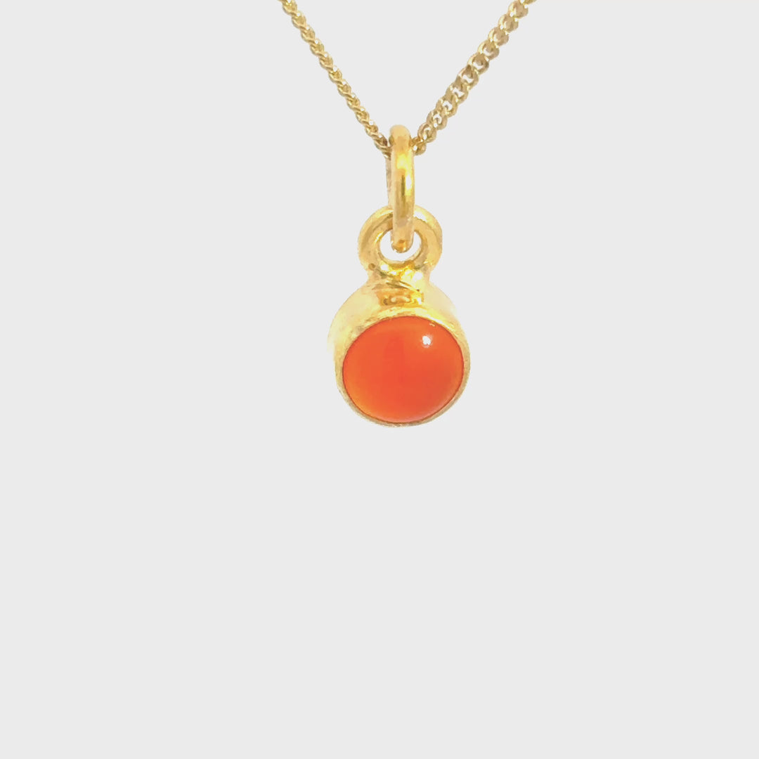 Blackbird Jewellery 18ct Gold Vermeil Carnelian Necklace with July birthstone turnaround video