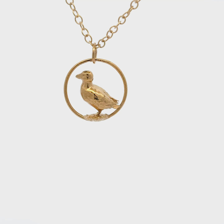 18ct Gold Vermeil Puffin in Hoop Necklace