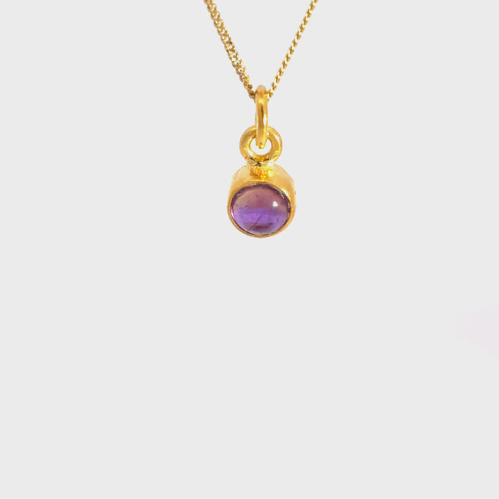 Blackbird Jewellery 18ct Gold Vermeil Amethyst Necklace with February birthstone turnaround