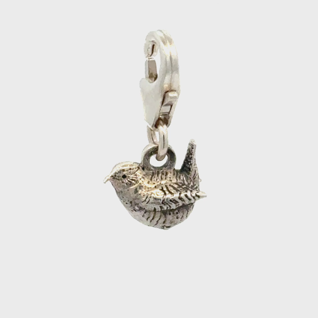 Sterling Silver Mini Wren Clip-On Charm