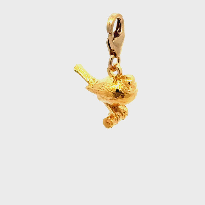 18ct Gold Vermeil Robin Clip-On Charm