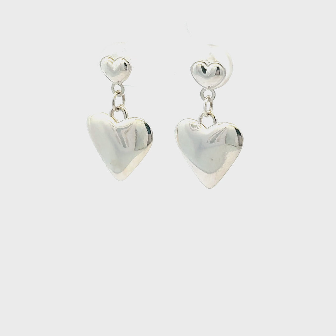 Sterling Silver Heart Drop Earrings