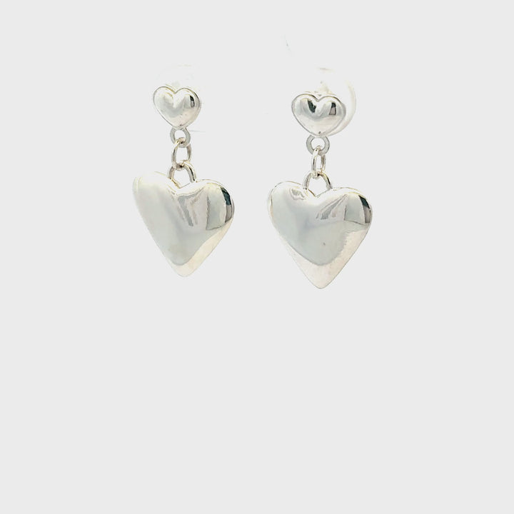 Sterling Silver Heart Drop Earrings
