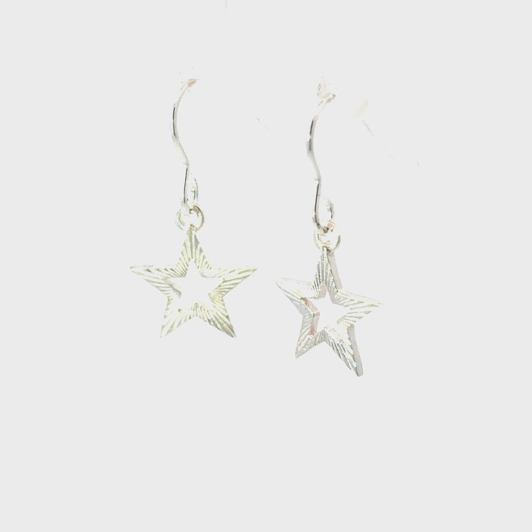 Sterling Silver Supernova Star Drop Earrings