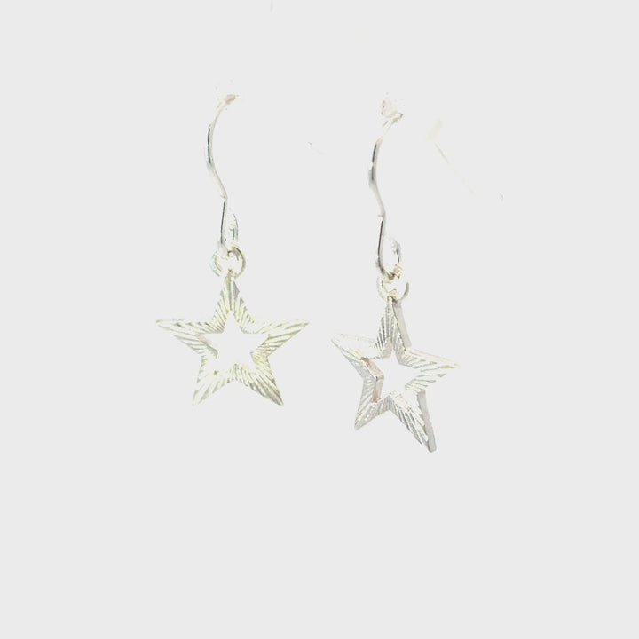 Sterling Silver Supernova Star Drop Earrings