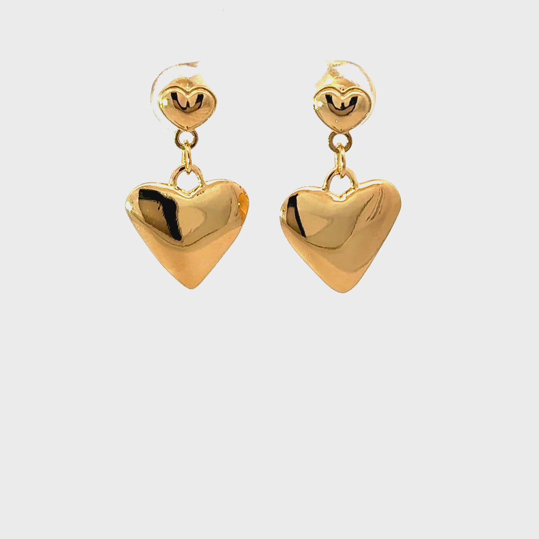 18ct Gold Vermeil Heart Drop Earrings