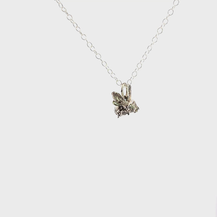 Sterling Silver Bee Pendant Necklace