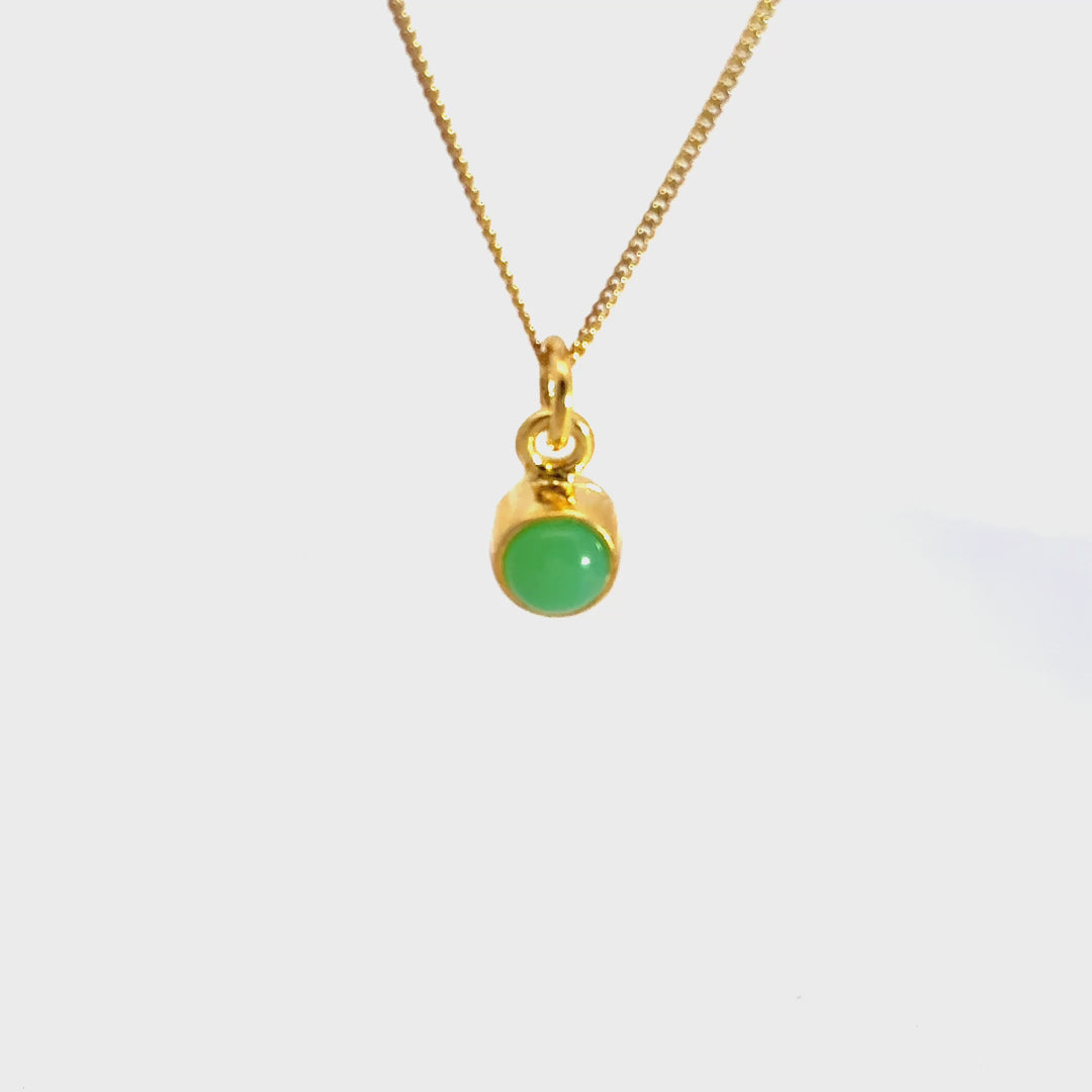 Blackbird Jewellery 18ct Gold Vermeil Chrysoprase Necklace with May birthstone turnaround video