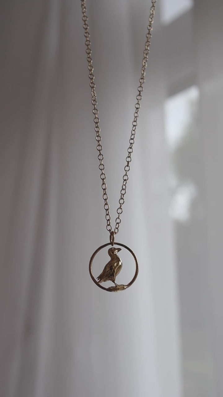 18ct Gold Vermeil Puffin in Hoop Necklace