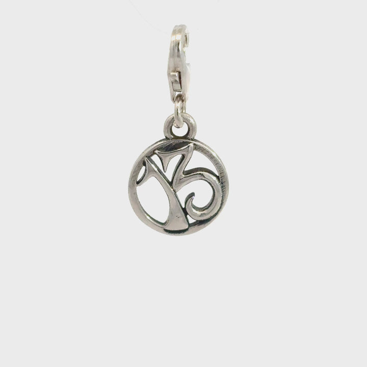 Sterling Silver lucky number 13 clip-on charm showing charm movement and detail