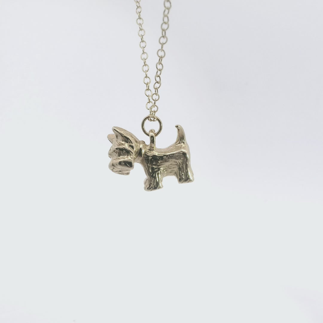 Gold vermeil Scottie Dog Necklace, a perfect gift for dog lovers.