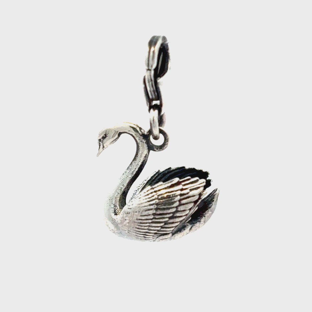 Blackbird Jewellery sterling silver swan clip-on charm handmade in the UK video