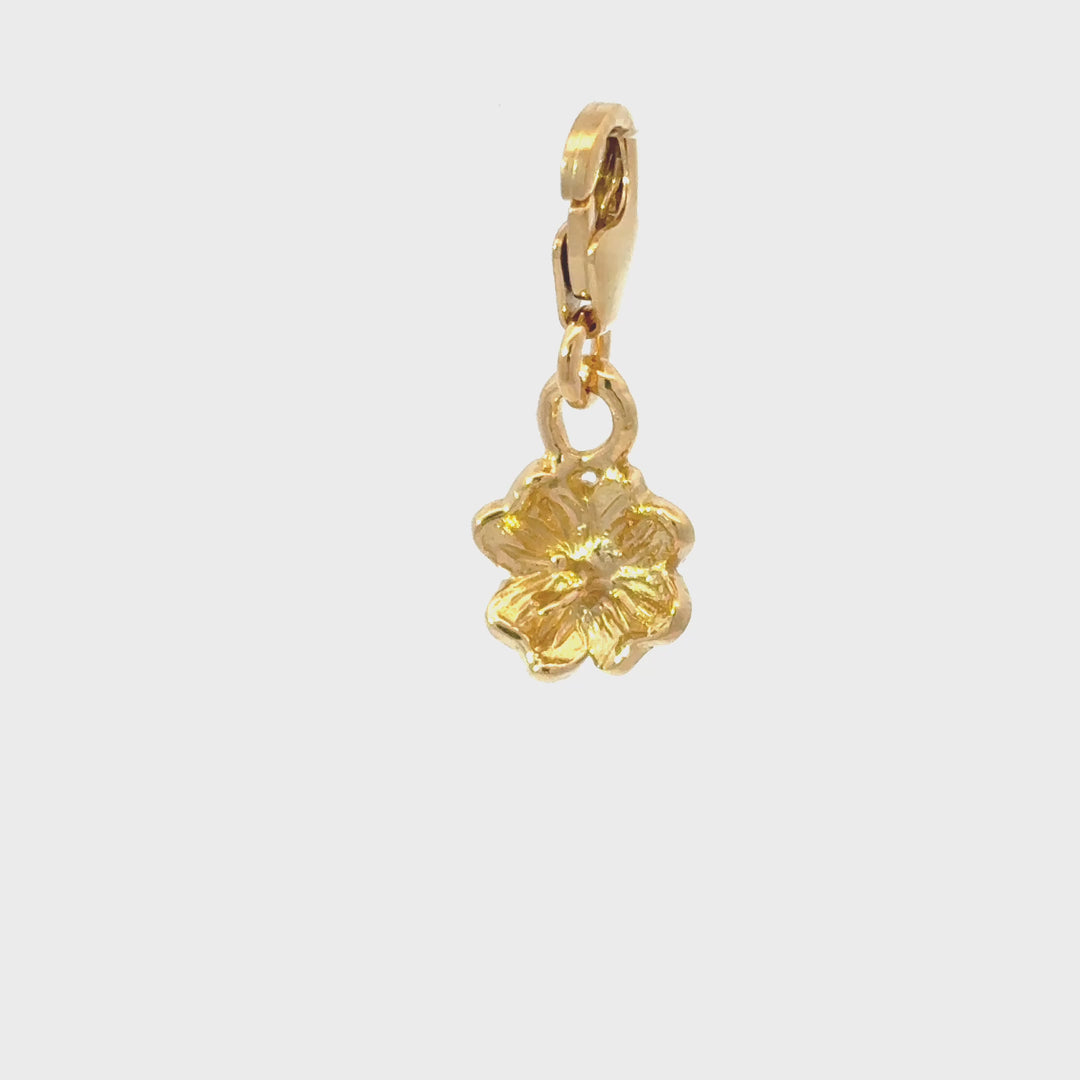 Blackbird Jewellery 18ct gold vermeil primrose clip-on charm 360 video handmade floral jewellery