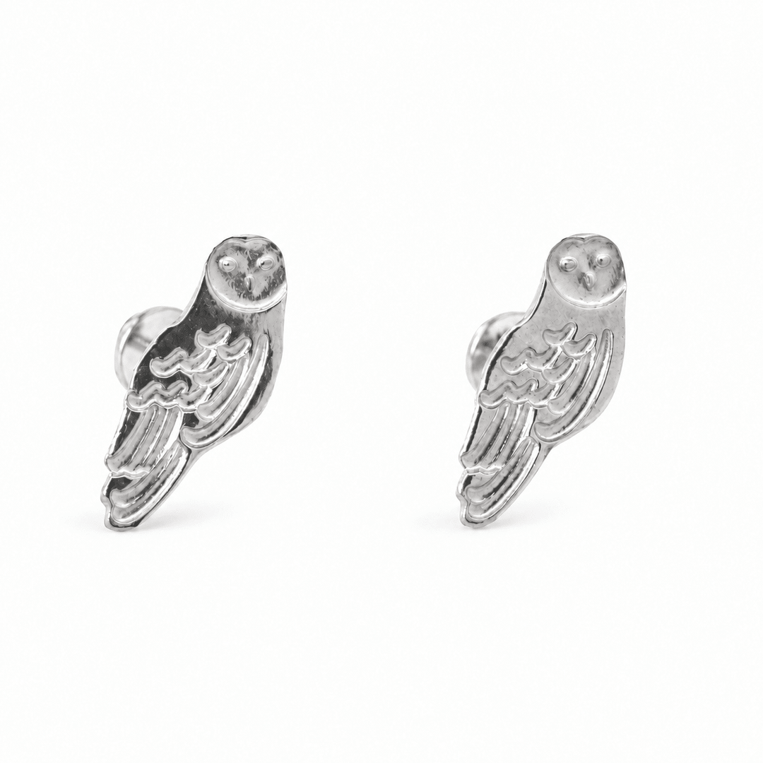 Sterling Silver Barn Owl Earrings by Blackbird Jewellery | Handmade jewellery