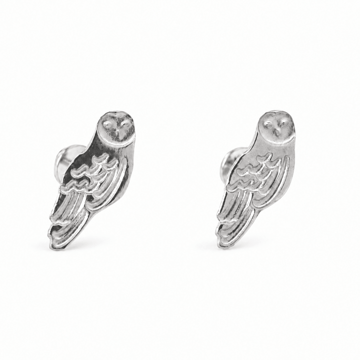 Sterling Silver Barn Owl Earrings by Blackbird Jewellery | Handmade jewellery
