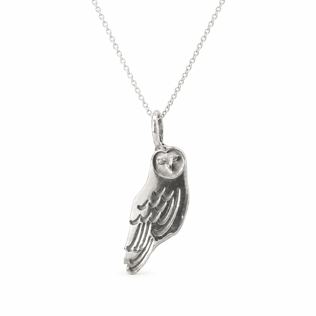 Sterling Silver Barn Owl Necklace by Blackbird Jewellery | Handmade jewellery