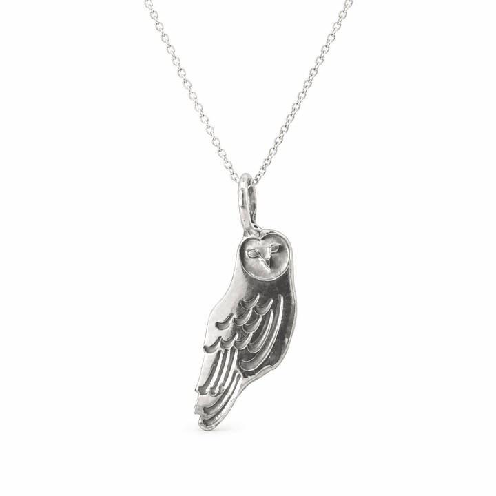 Sterling Silver Barn Owl Necklace by Blackbird Jewellery | Handmade jewellery