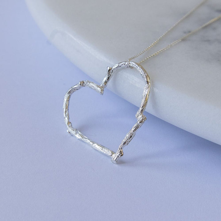 Twig Heart Necklace Sterling Silver