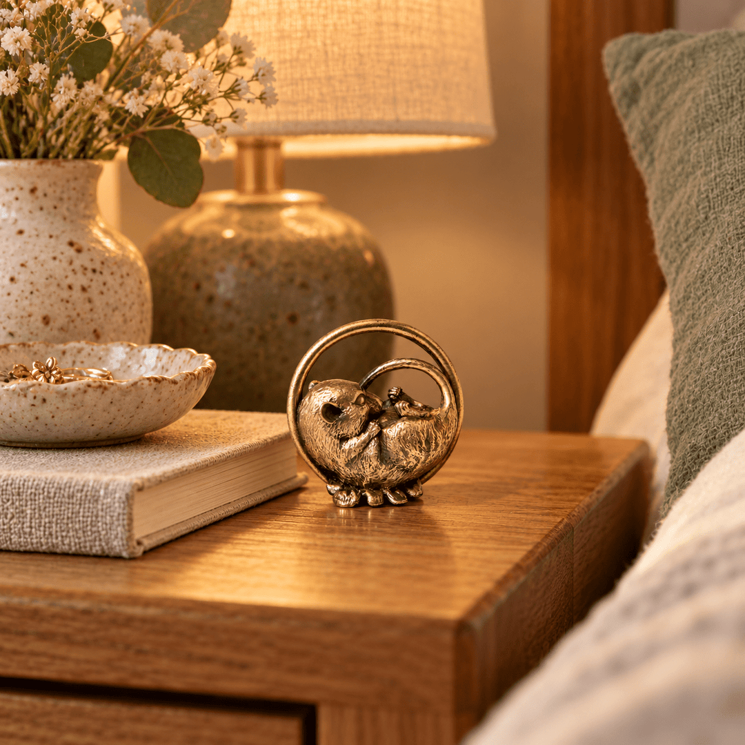 Sleeping Dormouse Miniature Bronze Sculpture by Blackbird Jewellery | Handmade jewellery