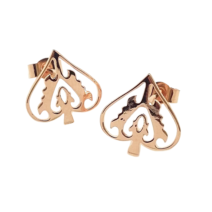 Rose Gold Ace Of Spades Stud Earrings