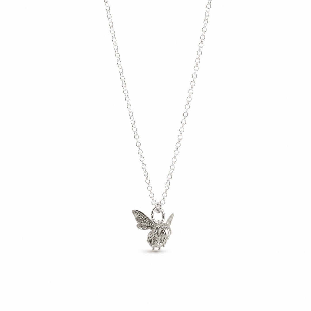 Sterling Silver Bee in Flight Necklace by Blackbird Jewellery | Handmade jewellery