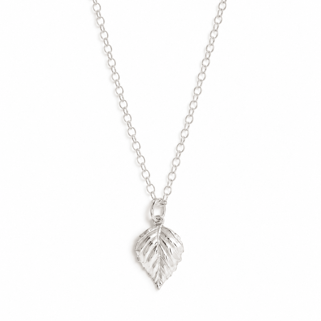 Sterling Silver Birch Leaf Necklace by Blackbird Jewellery | Handmade jewellery