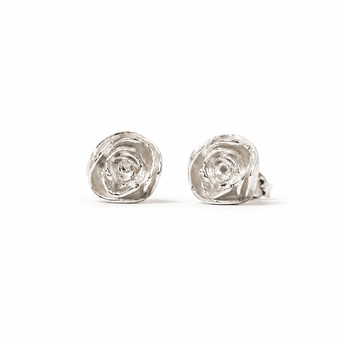 Sterling Silver Rose Stud Earrings by Blackbird Jewellery | Handmade jewellery