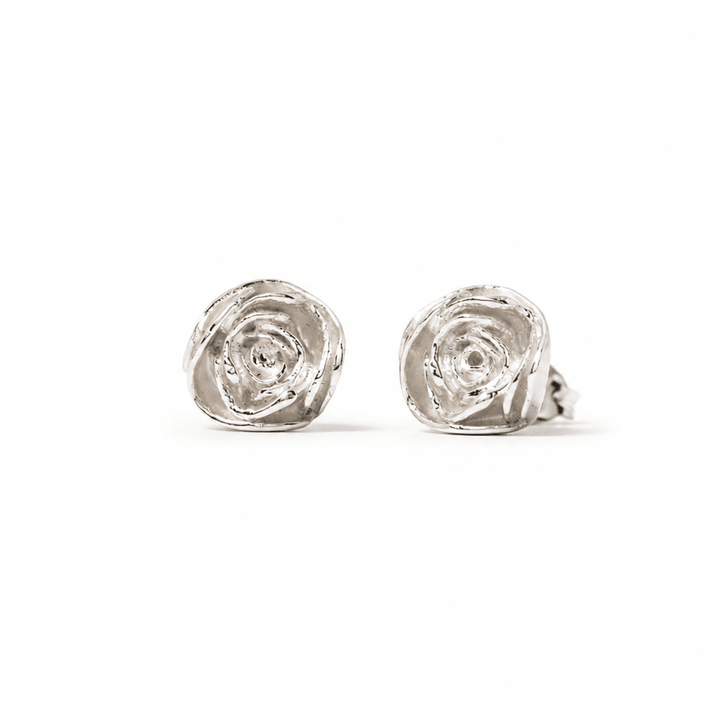 Sterling Silver Rose Stud Earrings by Blackbird Jewellery | Handmade jewellery