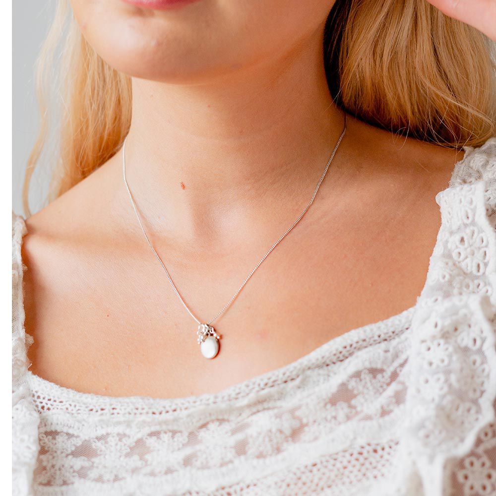 Sterling Silver Small Pebble Charm Necklace