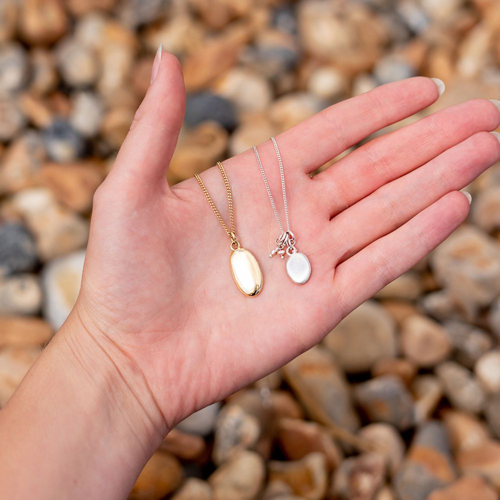 Sterling Silver Small Pebble Charm Necklace