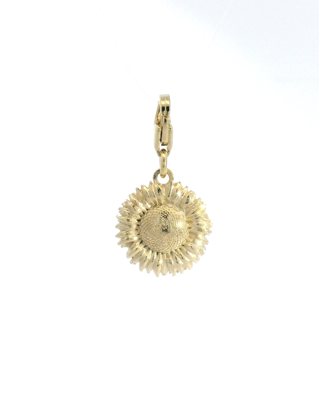 18ct gold vermeil sunflower charm with clip clasp – handmade birth flower jewellery