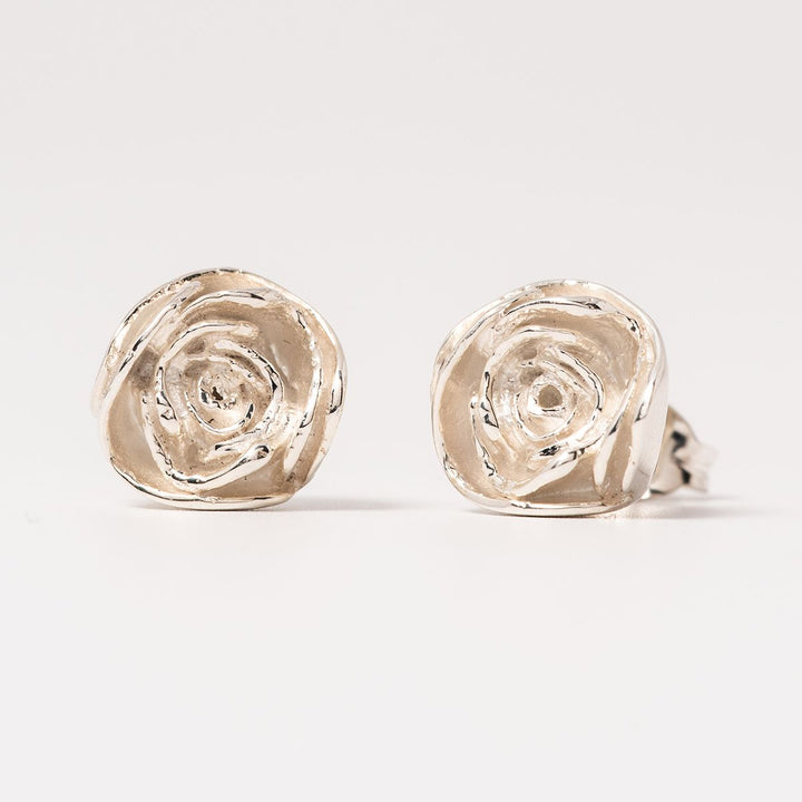 Sterling Silver Rose Stud Earrings