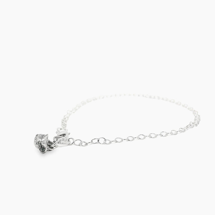 Sustainable recycled sterling silver bracelet with a beautifully detailed wren charm.